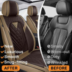 Fit for Toyota RAV4 Hybrid Seat Covers 2016-2026,Premium Leather, 360° Full Protection, Thick Padding & Memory Foam, Waterproof & Stain-Resistant Car Seat Cover Full Set (5 Seat,Brown&Beige) - Image 5