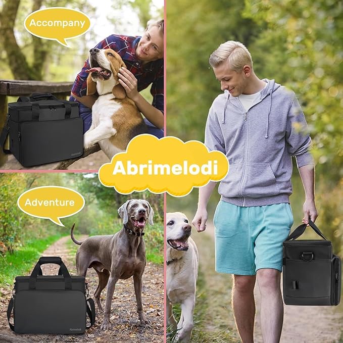 6 Set Dog Travel Bag, Large Pet Travel Kit for Supplies, Black | Includes 2 Food Containers, 1 Pet Organizer for Dogs, 2 Collapsible Bowls, 1 Treat Pouch, Dog Weekend Overnight Bag Luggage - Image 7