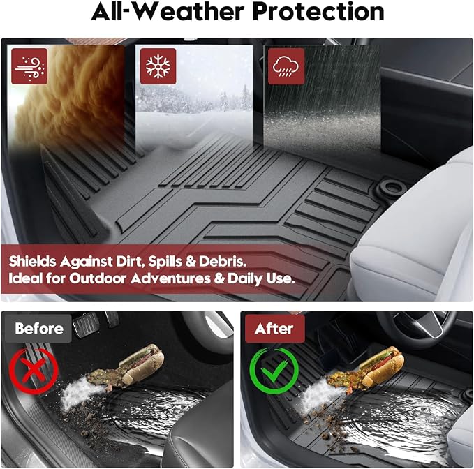 T TGBROS for Kia Sportage Floor Mats 2023-2026 All-Weather Full Set Custom Fit TPE Liners Back Seat Protector Cargo Liner Trunk for Sportage Accessories 6PCS (Not for Hybrid & 2026 SX Prestige Trim) - Image 3
