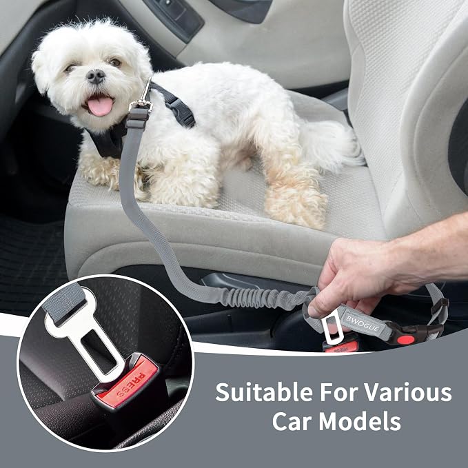 BWOGUE 2 Pack Dog Seat Belt for Car, Headrest Restraint, Elastic Bungee | 18-30 in Adjustable, Headrest Mount, Metal Buckle, Use with Dog Harness, Small-Large Dogs, Harness in Vehicle Travel for Pet - Image 5