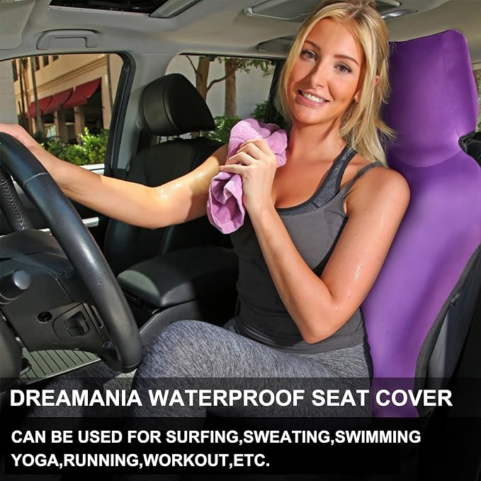 Neoprene Waterproof Car Seat Cover, Purple 2pcs, Non-Slip | Car Seat Protector, Sweat-proof, Universal Fit SUV & Truck, Machine Washable, For Gym, Yoga, Pets, Workout, Beach, Swimming - Image 4