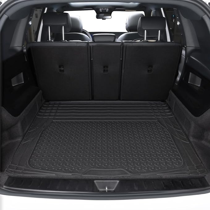 Amazon Basics 4-Piece Heavy Duty Anti-Slip PVC Floor Mats with Cargo Liner, Waterproof Trim To Fit Car Mats, Easy to Clean, Black - Image 6