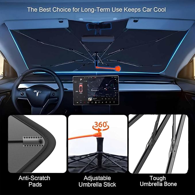 2025 Upgrade Funny Cute Animals Car Windshield Sun Shade Umbrella 5 Layers Nano Coatings Kangaroo Driving Car Front Window UV Block Sunshade Cover for Most Cars SUV, Universal Size 57"x30" - Image 4