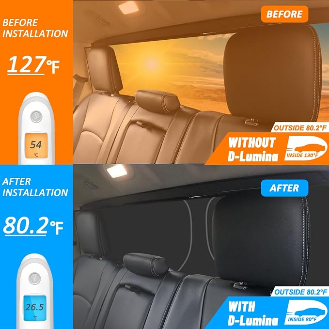 D-Lumina Rear Tailgate Window Sun Shade for 2015-2025 Fo-rd F150 F250 F350 Accessories, Window Sunshade Sun Visor Protector Block UV Rays Heat (Not for Sliding Window), Foldable 2 Layers 210T Material - Image 3