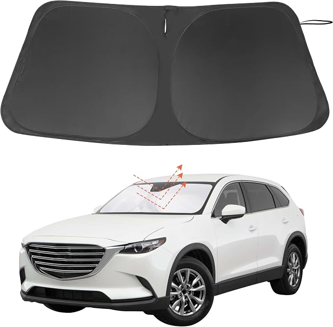 Windshield Sun Shade for 2016-2026 Mazda CX-9 CX9 Accessories | Full covered, Foldable & Durable, Block UV Rays, Reduce Heat, Easy to install, Keep Car Cooler by LHFLIVE