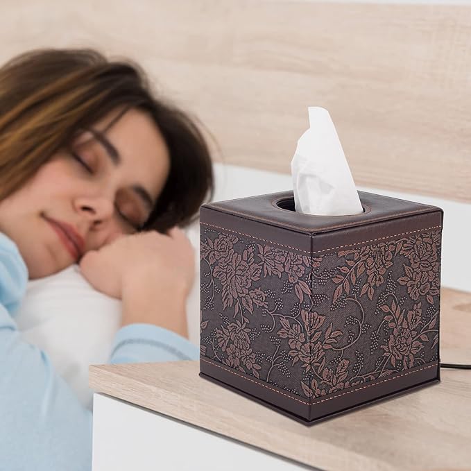 Tissue Box Cover Square,Modern Leather Tissue Box Holder for Napkin Facial Paper Organizer Bottom with Magnet Reinforcement for Home/Hotel/Restaurant/Office/car/Living Room(Retro) - Image 4