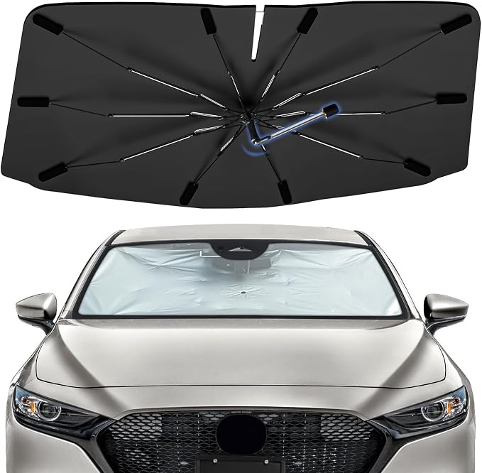 Windshield Sun Shade Umbrella for Mazda 3 2014-2026 Front Window | Foldable Car Sunshade, Highly Reflective Auto Sun Shield Visor for UV Protection, Keep Car Cool Accessories by Bocvam