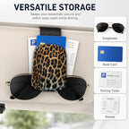 Leather Magnetic Sunglass Holder for Car Sun Visor, Cute Eyeglass Ticket Card Hanger Clip, Universal Auto Interior Accessories for SUV Pickup Truck, Classic Leopard - Image 4