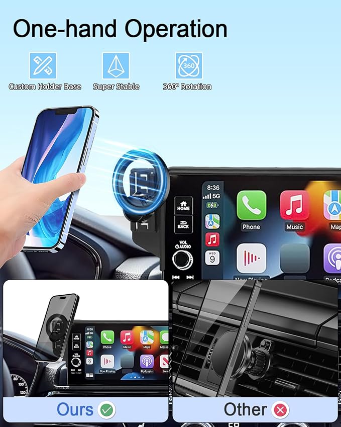 PZK Car Phone Mount for Toyota Tundra 2022-2026/Sequoia 2023-2026 14-Inch | Magnetic Car Phone Holder with Magsafe for Tundra/Sequoia Accessories 360° Rotation Hands Free Cradles Not Block Vent - Image 9