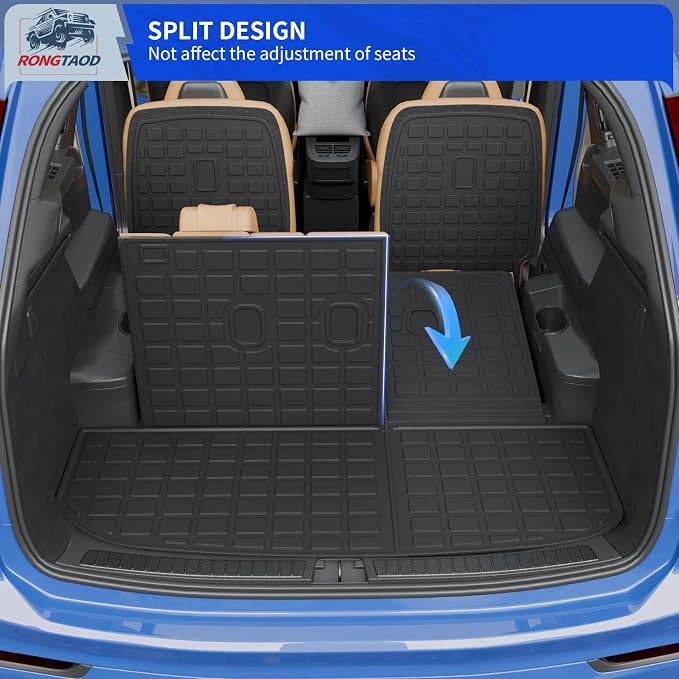 Rongtaod 2nd&3rd Row Backrest Mats+Trunk Mat for 2020-2025 Hyundai Palisade | Only for 7 Seats, Trunk Mat Cargo Liner TPE All Weather Kick Mat Trunk Liner 2024 Palisade Accessories - Image 4