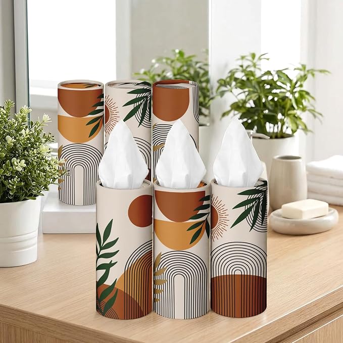 Arttown Car Tissue Holder for Cup Holder Facial Tissues 12 Pack Boho Modern | Bulk 3-Ply,Refillable Marble Print Cylinder Tissue Boxes,Fit Car Home Office School (600 Sheets Total,50 Sheets Each) - Image 7