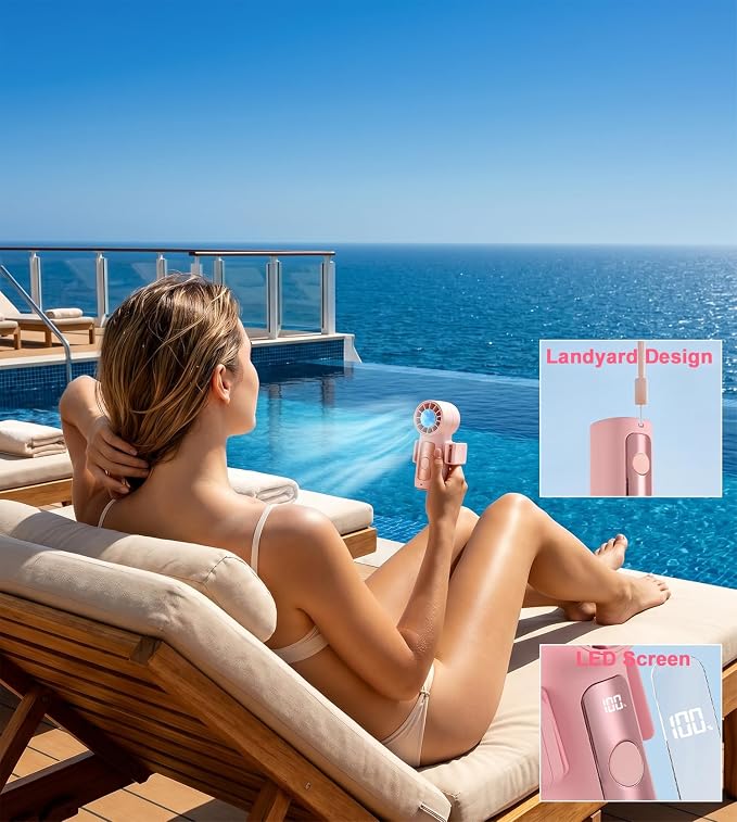 Portable Handheld Mini Fan with Ice Cooling Plate, Personal Clip On Turbo Fan Rechargeable, 18000 RPM 6 Speeds, 360° Detachable Clip, Pocket AC Fans Blow Cold Air for Beach Car Stroller Travel Makeup - Image 8
