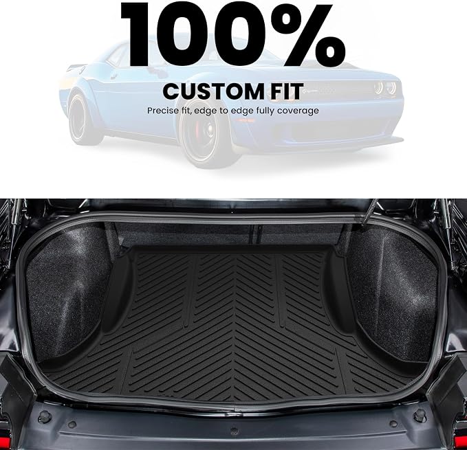 LASFIT Cargo Mat for Dodge Challenger 2011-2023 | All Weather TPE Custom Fit Cargo Trunk Mat Liner Accessories, Black - Image 2