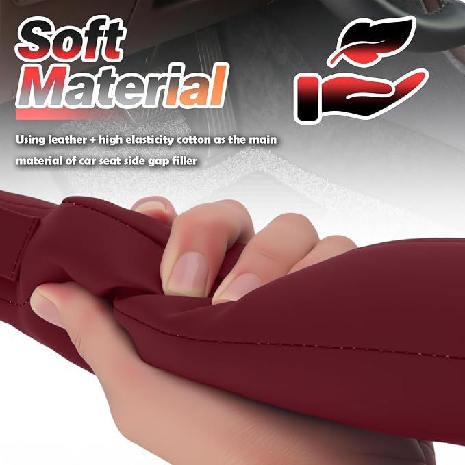 Aokdom 2026 2PCS Upgraded Car Seat Gap Filler with Fixing Ring,Elastic Car Gap Filler to Avoid Dropping Cell Phones/Keys,Essential Cars Gaps Seat Fillers Cars Accessories (Burgundy) - Image 4