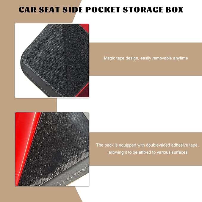 Car Seat Side Pocket Organizer, Multifunctional Auto Console Door Window Side Pocket Seats Storage Pouch, Leather Seat Gap Filler Organizer Pen Phone Holder for Most Vehicles (Black) - Image 3