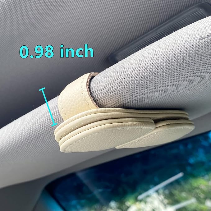 2 Pack Sunglass Holder for Car Visor Clip, Magnetic Leather Eyeglass Hanger Clip for Car, Square Car Visor Accessories (White) - Image 5