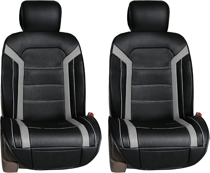 FH Group Front Set Faux Leather Car Seat Cushions - 2 Pack Seat Covers for Cars Trucks SUV, Waterproof, Universal Fit Seat Covers, Red/Black - Image 8