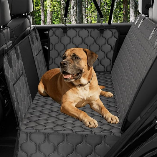 pettycare Dog Car Seat Cover for Back Seat - Hard Bottom Supports 400lbs, with Mesh Window & Non-Slip Bottom, for SUV & Truck (Black) by Pettycare