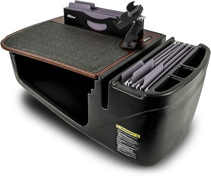 AutoExec AE-FMEF-PM-21M Efficiency FileMaster Car Desk for Your Vehicle Workstation and Mobile Office, Mahogany with Phone Mount | Vehicle Workstation, Mobile Office, Phone Mount by AutoExec