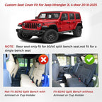 Huidasource Wrangler JL Seat Covers 4 Door 2018-2026 Without Rear Cupholder | Waterproof Wrangler Seat Cover Full Set, Custom Seat Cushion Covers Fit for Jeep Wrangler JL 4-Door (Full Set/Black&White) - Image 6