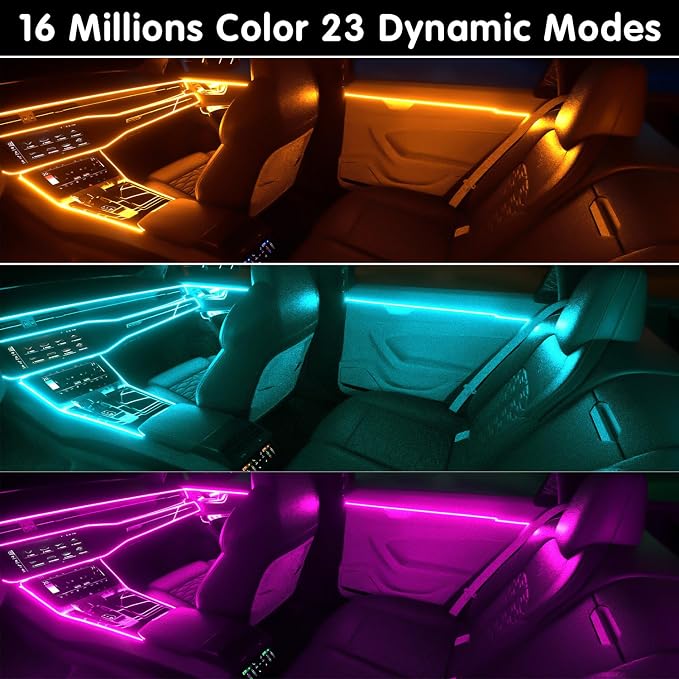 Interior Car LED Strip Lights Car Accessories APP Control with Remote 5 in 1 Music Sync Color Change RGB Ambient Lighting Kit with 275 inches Fiber Optic USB Charger Light Strips Decorations - Image 3