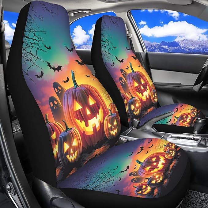 Halloween Pumpkin Bats Car Seat Covers Front Set Seat Protector | Washable and Breathable Automotive Seat Covers Universal for Cars SUV Truck Vans Sedans, Car Interior Accessories - Image 6