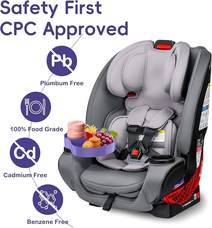Kids Car Seat Tray, Travel Tray with Cup Holder for Toddler Baby, Kids Car Seat Food Snack Organizer for Road Trip, Stroller snack Organizer Travel Must Haves Toddler Must Haves (Purple, 1 PCS) - Image 2