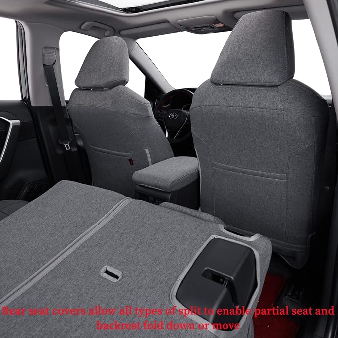 coverdream Full Set Cloth Seat Covers for 2014-2019 Toyota Corolla L,LE,LE Eco Plus,LE Plus,Fully Covered,UV Resistant,Breathable Fabric Car Seat Protector (Gray) - Image 3