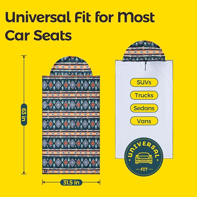 Car Seat Towel Cover, Full-Sized, Sweat Absorbing Towel for Gym - Aztec | Washable quick-dry towel cover protects front seats from sweat and water after gym, workout, running, beach and swimming - Image 2
