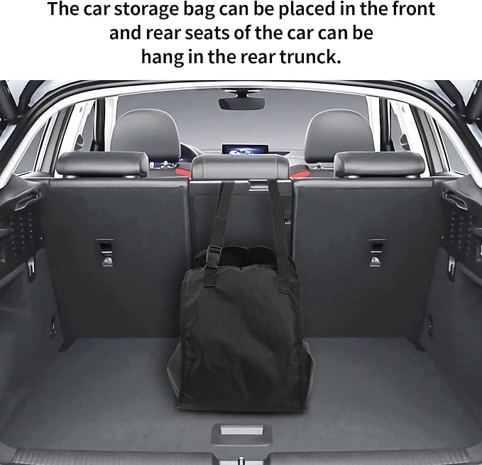 Car Seat Organizer - Large Capacity Passenger Seat Storage Travel Bag, Portable, Foldable and Collapsible Miscellaneous Car Hanging Bags, Reusable Shopping Tote with Drawstrings - Image 5