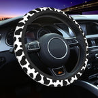 Cow Print 3pc car Set : Steering Wheel Cover + 2 Pc Car Coasters | neoprene Anti-Slip Breathable Universal 14.5-15.5 in for Suitable for Men Women - Image 2