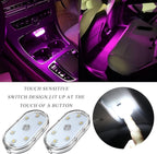 Wevdn 2 PCS Car LED Lights Interior Wireless, Sticky Car Ambient Lighting with 6 Bright LED Lamp Beads, Portable USB Rechargeable Vehicle Interior Led Night Light for Car (Pink) - Image 5