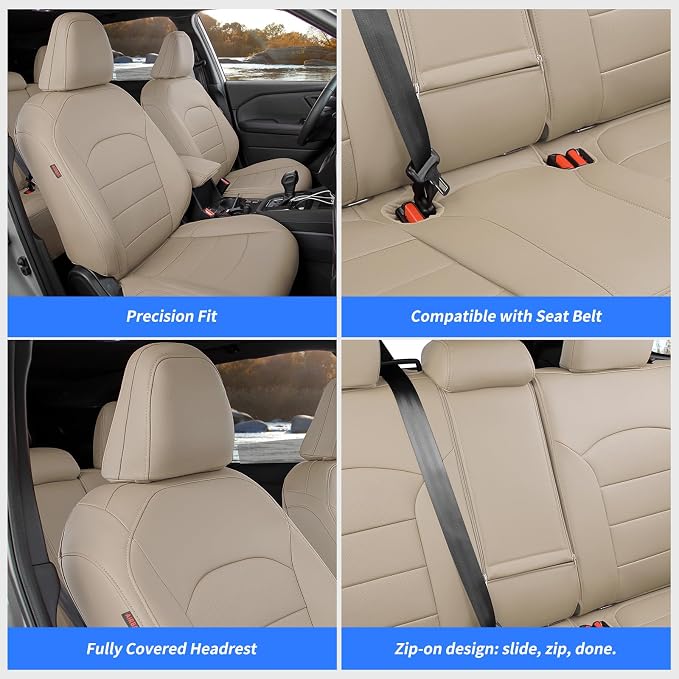 Custom Seat Covers for 2025 Subaru Forester,Rear w/Armrest,Faux Leather | Full Set Suv Seat Cushion,Easy Installation,Factory Look,Waterproof Car Seat Protector (Beige) - Image 7