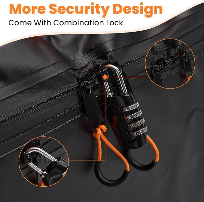 DUMOS Car Roof Bag Cargo Carrier Waterproof 15 Cubic Feet for All Vehicles | Rooftop Bag with Anti-Slip Mat, Combination Luggage Lock, Reinforced Straps & Door Hooks, Fit Vehicles with/without Roof Rack - Image 5