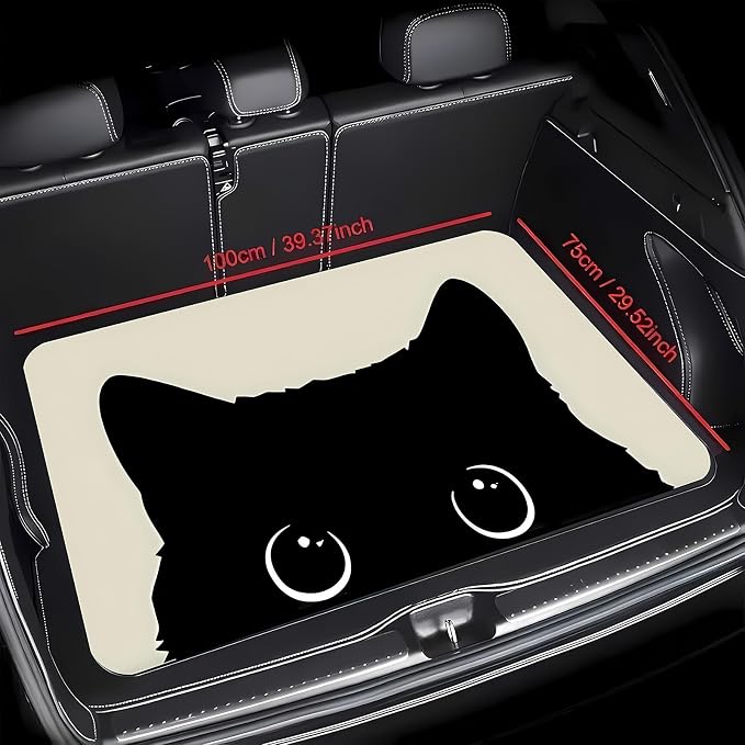 Universal Car Trunk Mat 29" x 39", Cute Cat Face All Weather Trunk Protection Cargo Liner, Durable Cargo Mat Rear Trunk Liner, Stylish Vehicle Interior Accessories Suitable for Most Car Models - Image 3