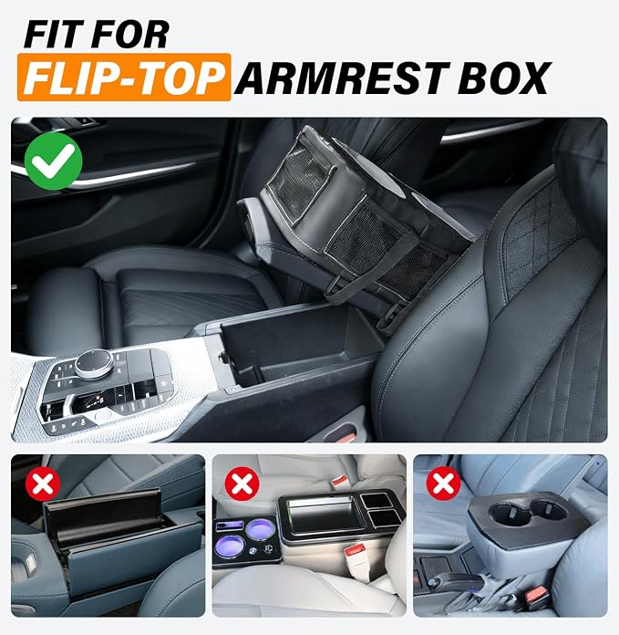 Universal Car Center Console Cup Holder Organizer Armrest Storage Box | with Bottle Holder & Tissue Slot & Side Pockets, Car Back Seat Truck Boat Couch Sofa Organizer PU Leather - Image 8