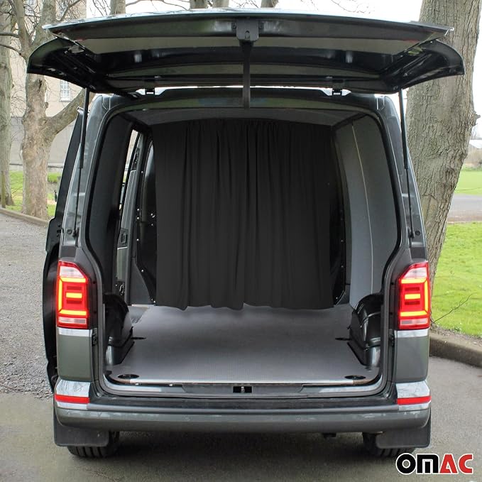 OMAC 54" x 71" Cab Divider Van Cabin Curtain Campervan Kit Black - Image 2