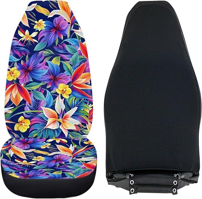 Colorful Tropical Flower Car Seat Covers Washable Seat Protector Automotive Vehicle Seat Covers for Cars Interior Accessories for Cars, Sedans, Trucks, SUVs - Image 5