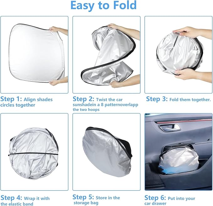 Windshield Sun Shade Car Sunshade Accessories Fit Ford Focus 2019-2025 | HOHUIGO Front Window Shade Cover Foldable Screen Sun Visor UV Heat Shield Protector For Ford Focus Keep Car Cooler - Image 4
