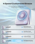 Otlonpe Personal Portable Desk Fan, 4000mAh Small Rechargeable Portable Fan Battery Operated & USB Powered for Travel Sleeping Bedroom Office Home Table, Cordless, Quiet, 4-Speed, 6.5 Inch (Purple) - Image 4