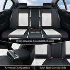 FLORICH Leather Car Seat Cover Full Set Automotive Seat Covers 5 Seats Front and Back Seat Cover Full Coverage Car Seat Cushion Universal Fit for Most Car Truck SUV Seat Protection, Black&White - Image 4