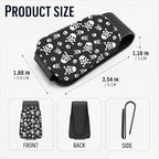 Leather Magnetic Sunglass Holder for Car Sun Visor, Cute Eyeglass Ticket Card Hanger Clip, Universal Auto Interior Accessories for SUV Pickup Truck, Skull Pattern - Image 3