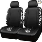 CAR PASS Cow Diamond Leather Bling Car Seat Covers Universal, Faux Shining Rhinestones Two Front only, Fit 95% Automotive Glitter Crystal Sparkle Strips for Cute Women Girl, 2PCS Cow Silver Diamond by CARPASS
