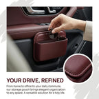Car Seat Side Pocket Organizer, Self-Adhesive Leather Vehicle Seat Console Storage Pouch Box for Phones, Keys, Pens, Auto Interior Door Organizer Pocket Bag, Universal for Vehicles (Wine Red) - Image 5