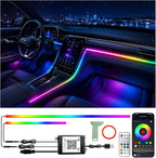 RGB-IC Car Led Strip Lights, Interior Car Lights, App and Remote Control Ambient Lighting Kit with 16 Million Colors Fiber Optics&Music Sync Rhythm, USB Neon Light Accessories for Center Console&Door by Latamil