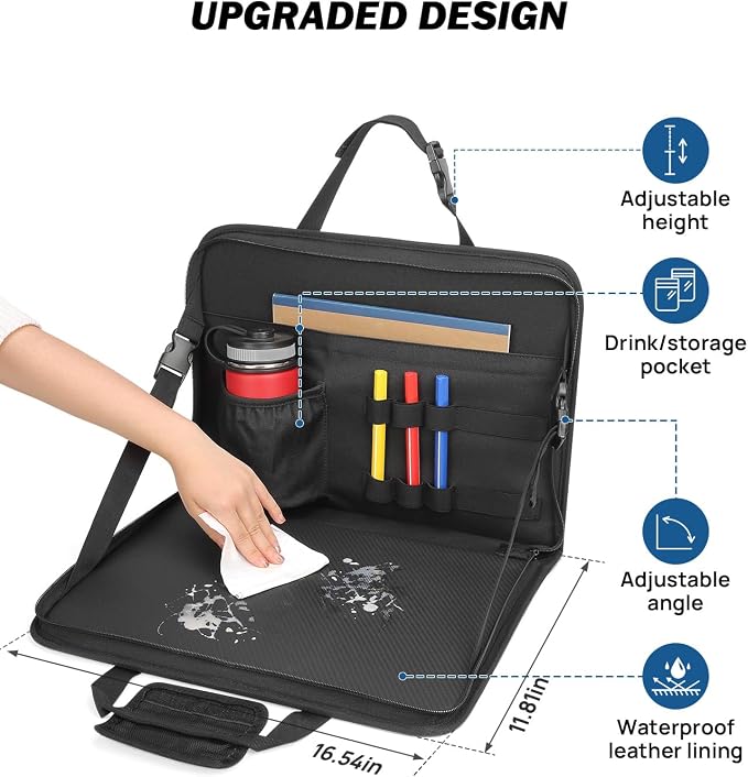JOYTUTUS 3 in 1 Steering Wheel Eating Tray, Car Back Seat Laptop Desk, Multifunctional Office Bag, Car Work Table for Writing, Car Organizer for Kids, Commuters, Family - Image 5