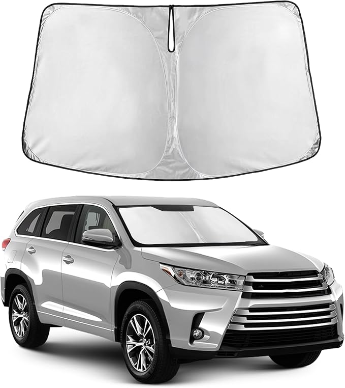 Autovir Windshield Sun Shade Fit for 2014-2017 2018 2019 Toyota Highlander | Sunshade, Front Car Window Shades Sun Visor, Blocks UV Rays & Heat, Car Accessories by Autovir