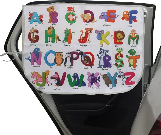 Car Window Shades for Side Windows Baby and Kids,Car Back Window Sun Shade Covers,Strong Magnetic Sunshades Curtains for Truck,27.5" x 19.5" (Animal Alphabet) by LoyaGour