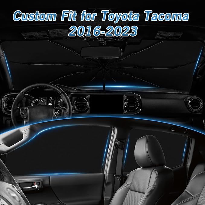 KUST Windshield Sun Shade Umbrella for Toyota Tacoma Double Cab 2016 2017 2018 2019 2020 2021 2022 2023 Rear Window Shades 100% UV Protection and Blackout Privacy 5PCS Car Window Covers Accessories - Image 3