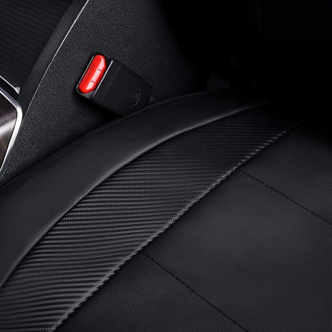 Flying Banner car seat Covers Protects Water Proof Faux Leather Carbon Fiber Front and Rear Bench (Black Black, Full Set - 9PCS) - Image 9